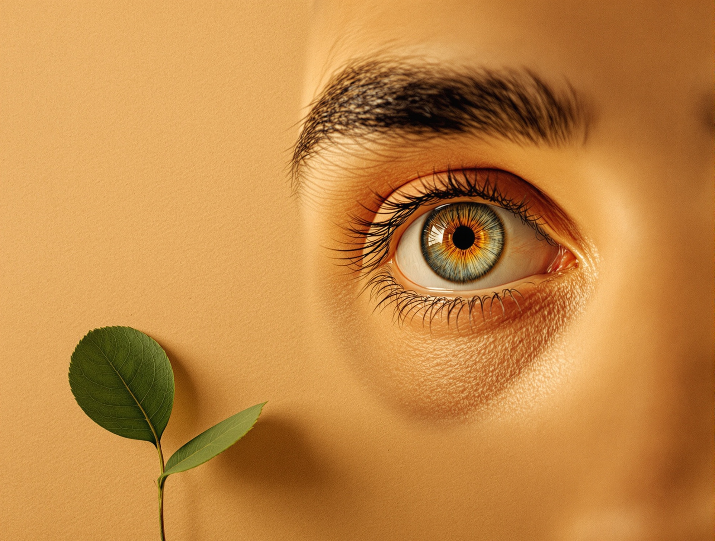 Close-up of an eye showing intricate detail and natural lighting, symbolizing AI headshot realism.
