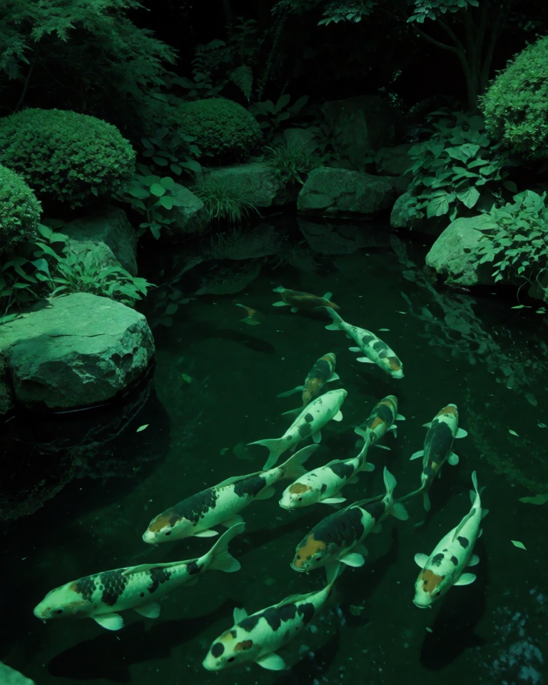 monochrome green surreal style