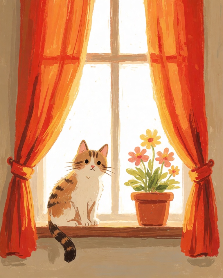 warm storybook gouache style