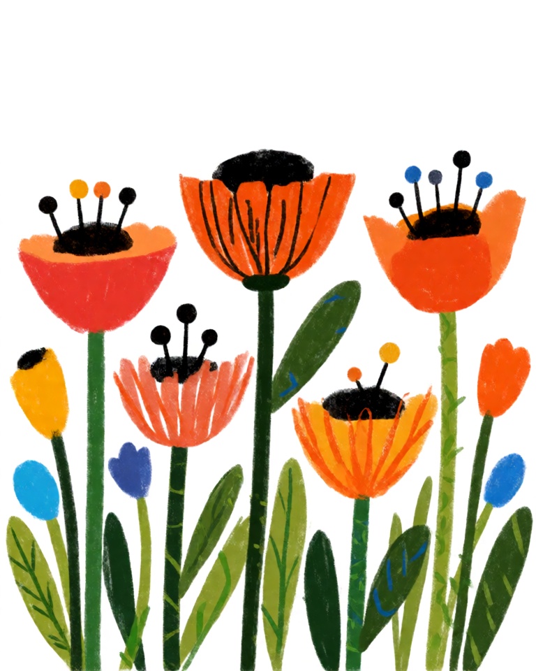 chunky crayon kidlit style