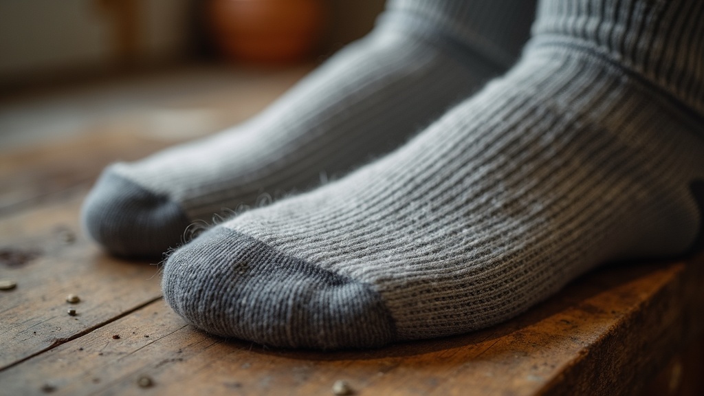 Close-up of merino wool sock fiber structure showing moisture absorption