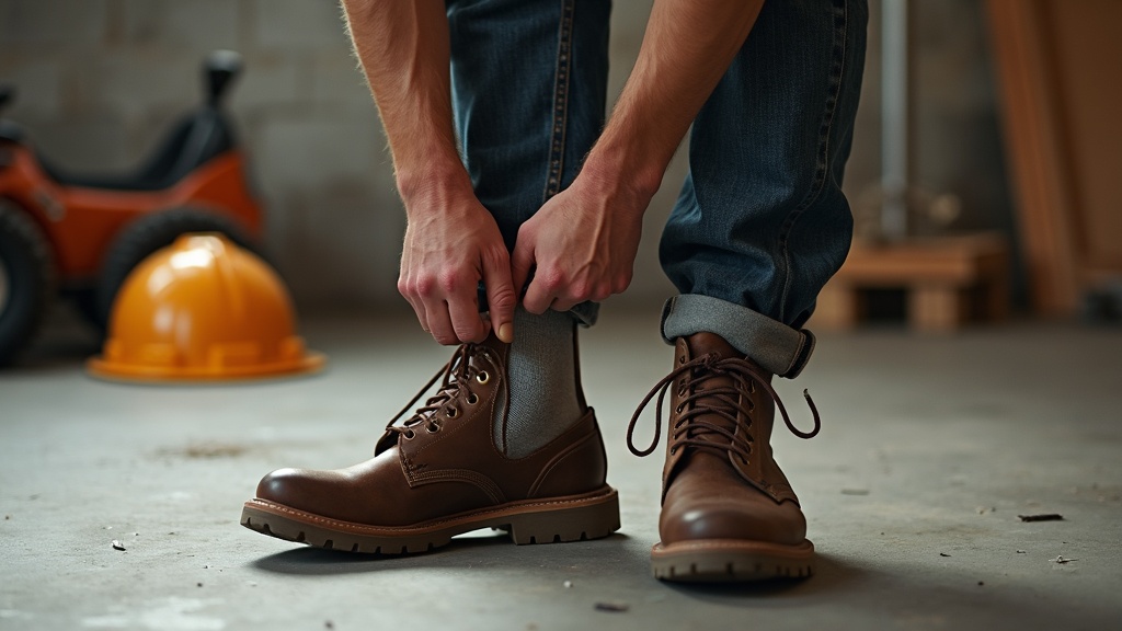 Merino wool socks for work on a jobsite