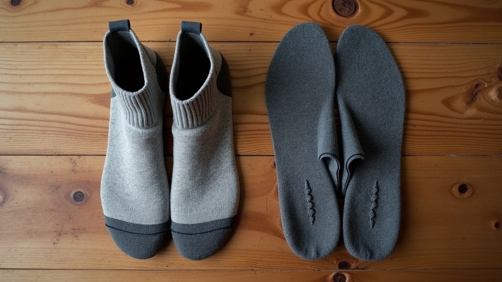 Thick cushioned merino work sock versus thin cotton sock comparison