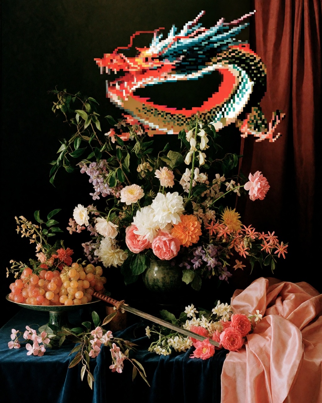 Dark Floral Baroque Tableau