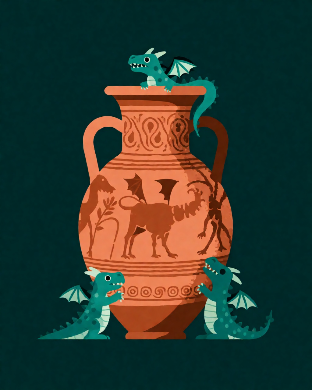 Deep Teal Terracotta Flat