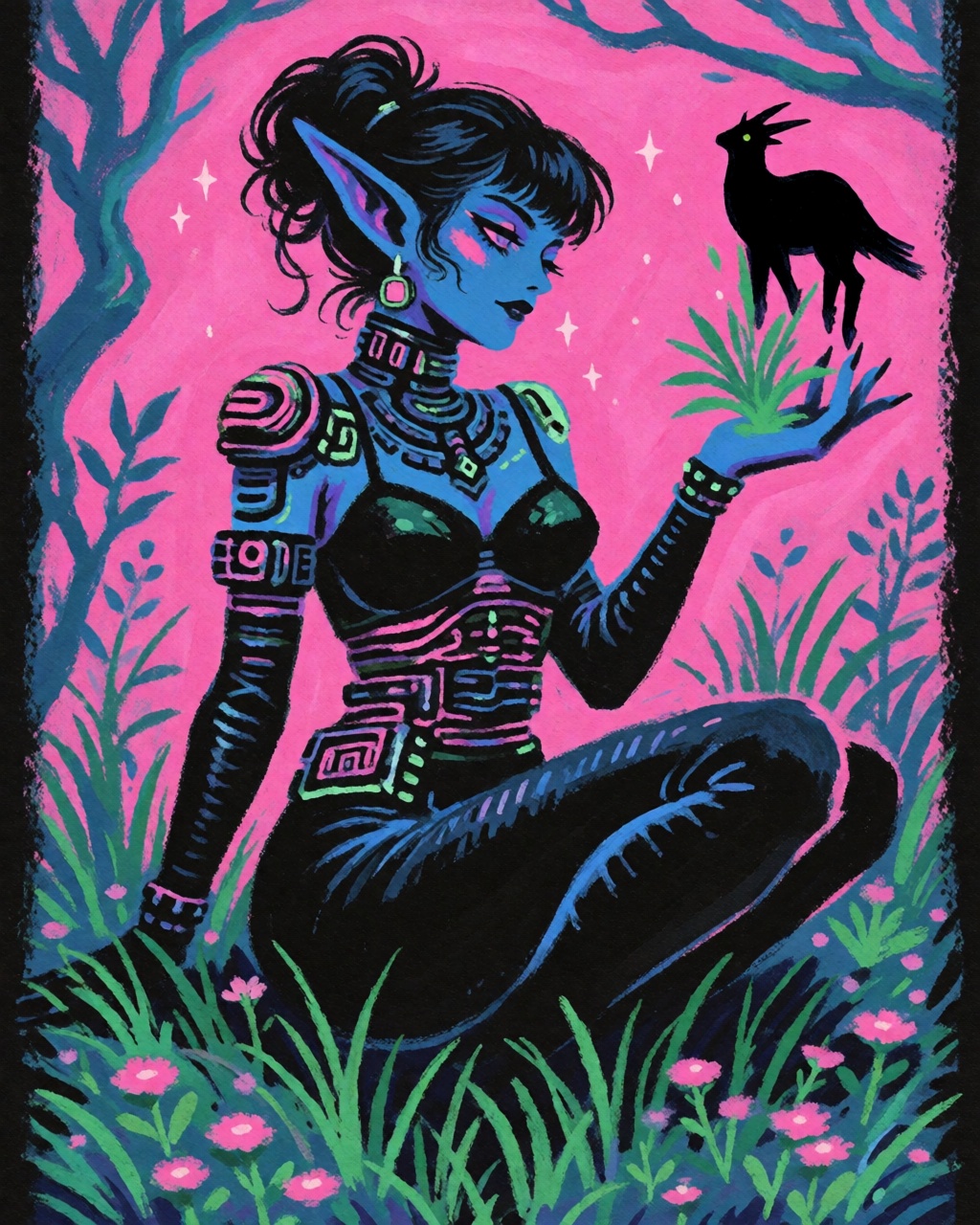 Neon Nocturne Gouache