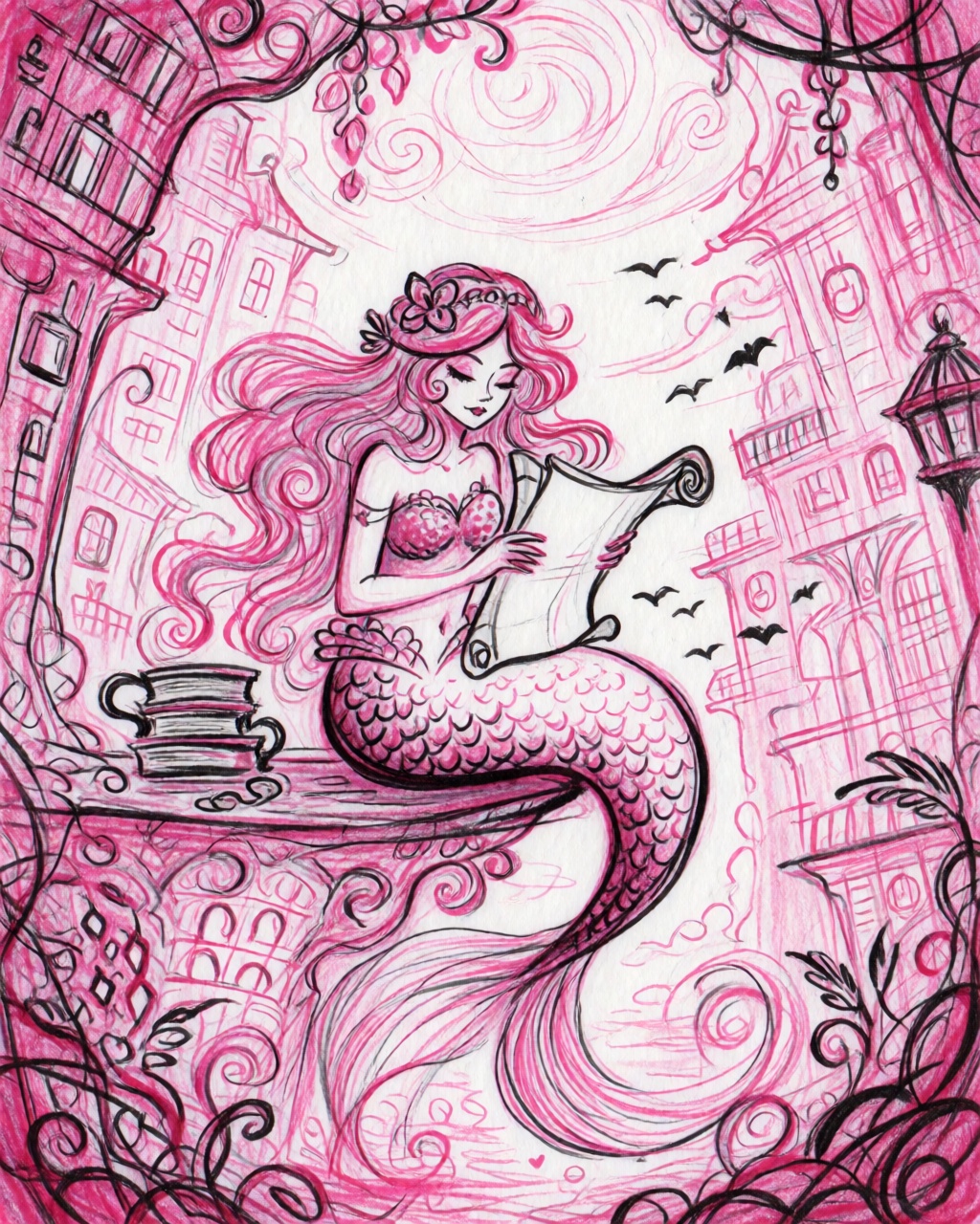 Magenta Ink Swirl