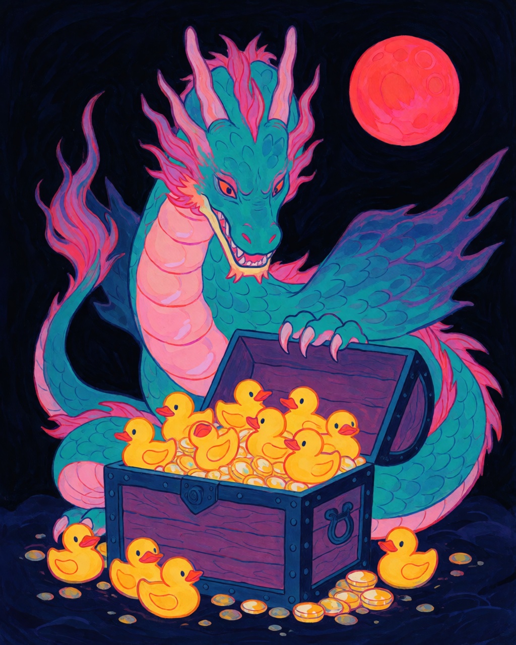 Dark Neon Gouache Night