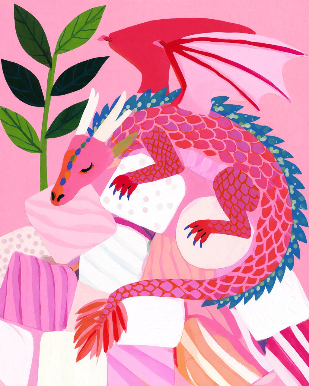 Pink Gouache Collage