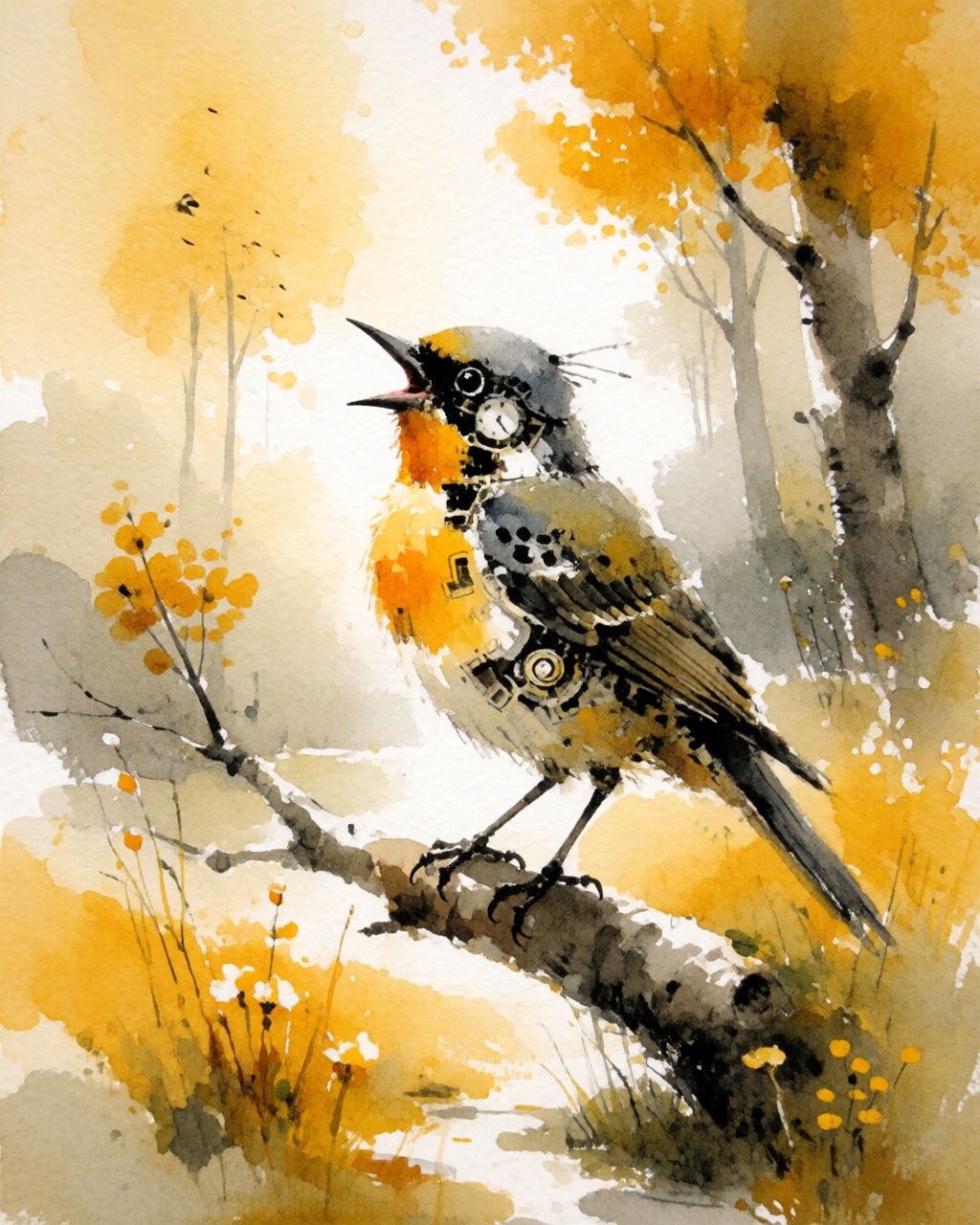 Luminous Ochre Watercolor