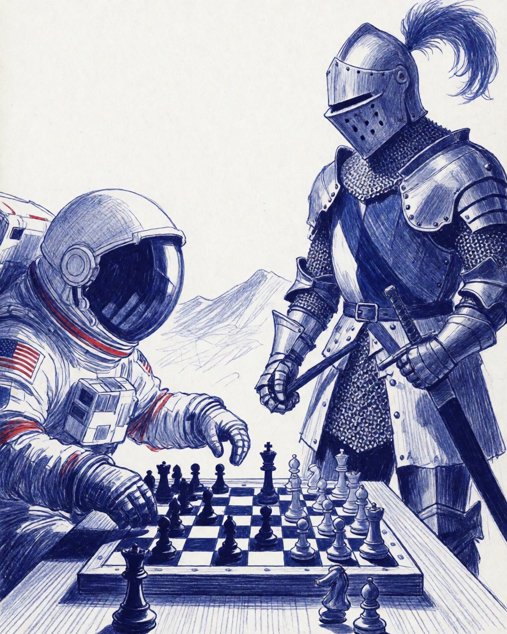 Cobalt Ballpoint Sketch