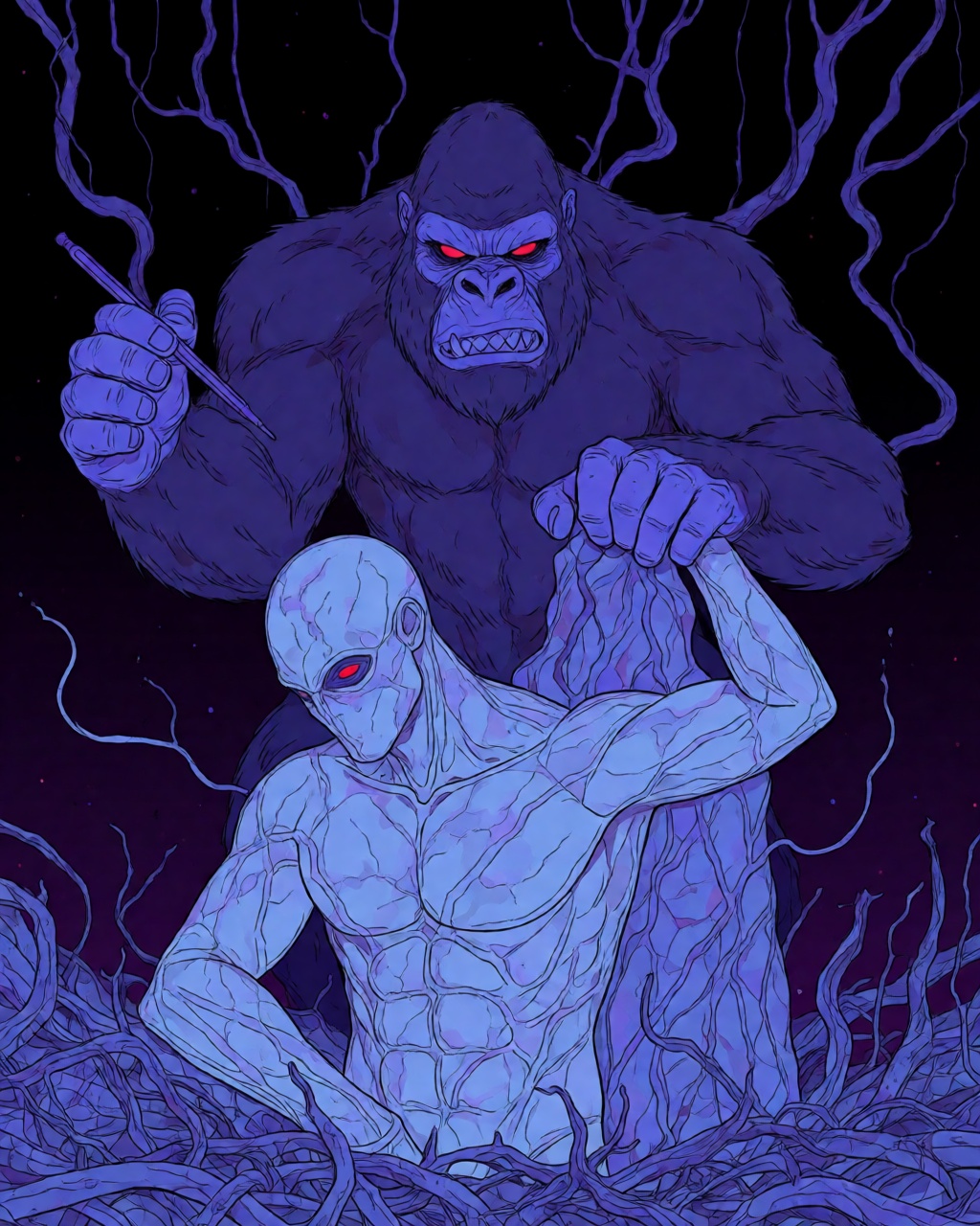 Indigo Neon Horror Anime