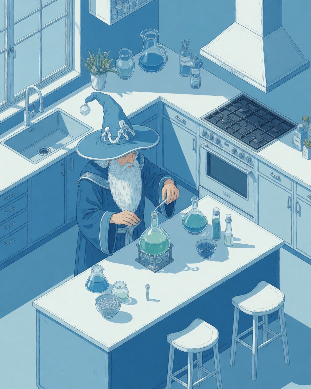 Icy Blue Isometric Linework
