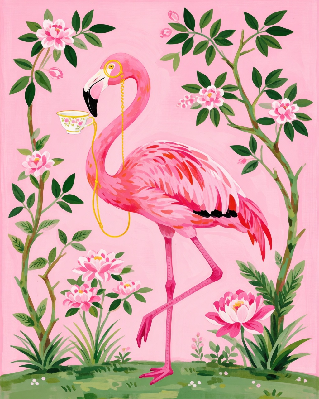 Pink Chinoiserie Gouache