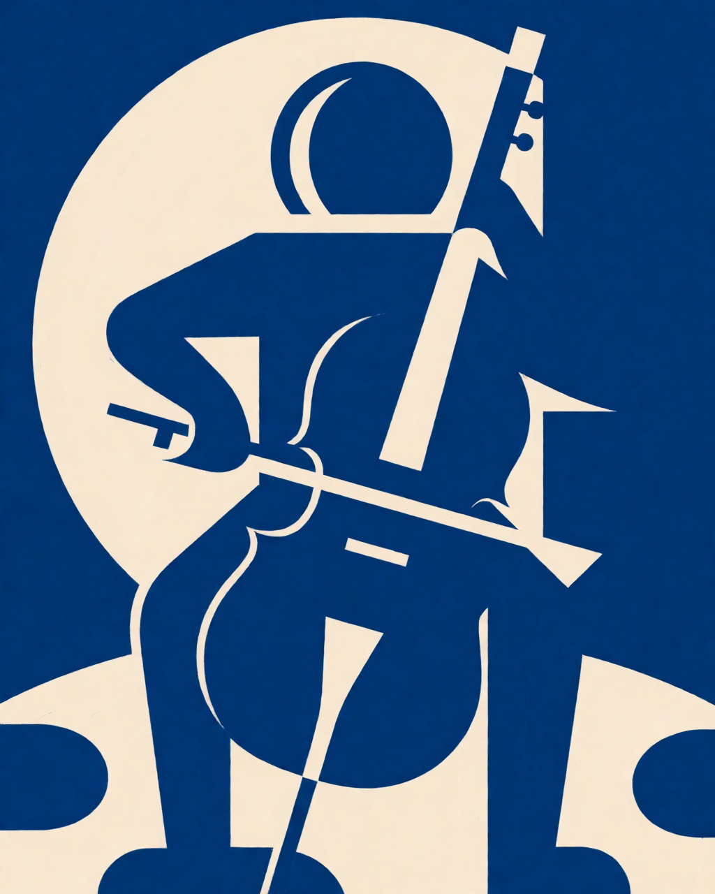 Cobalt Woodblock Geometric