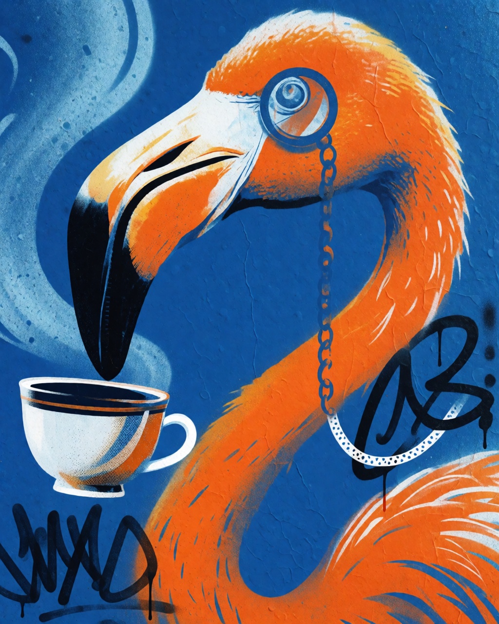 Blue Orange Graffiti Tag