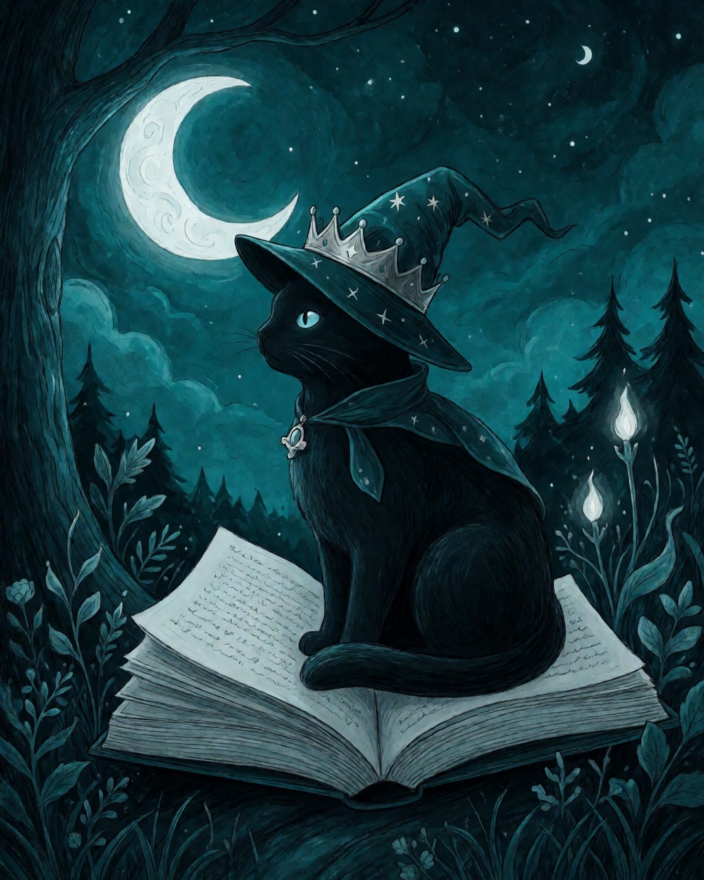 Moonlit Teal Storybook
