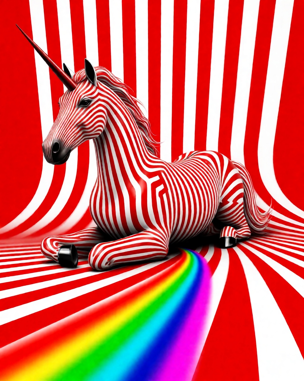 Bold Striped Monochrome Red