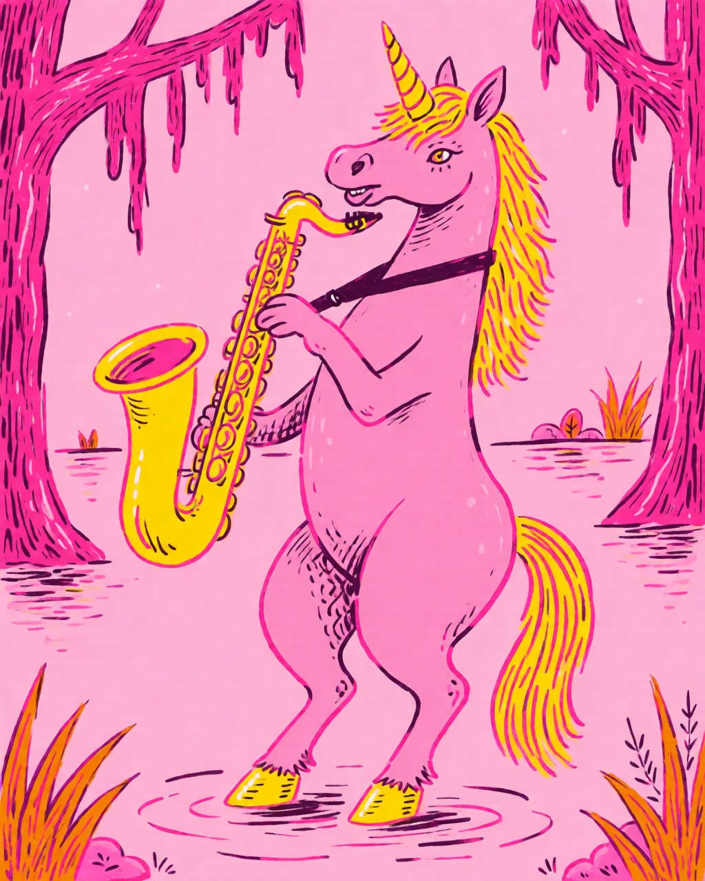Bold Pink Yellow Ink