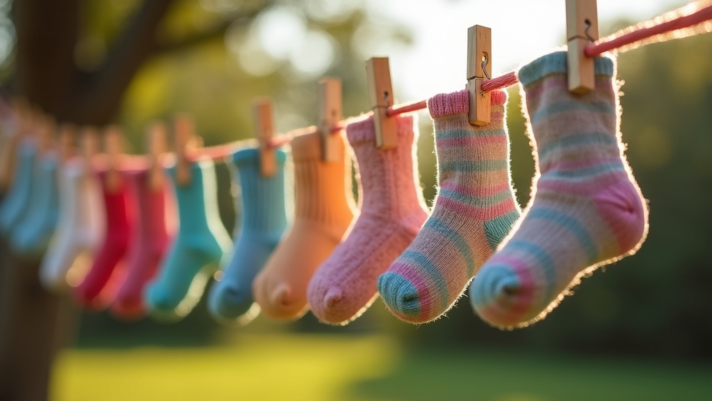 Calcetines niña secándose a la sombra para prolongar su vida útil