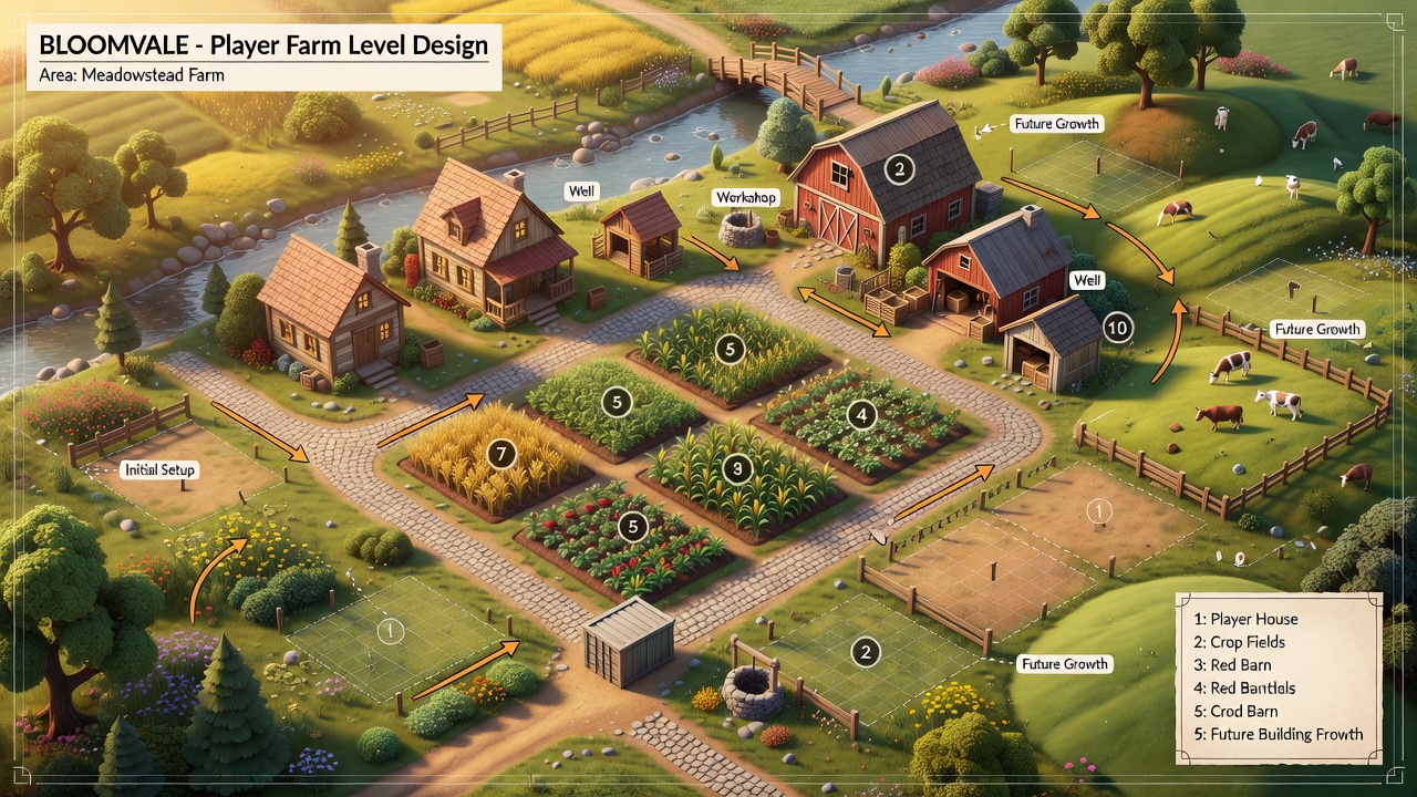 Bloomvale Player Farm Level Design (2 / 2)