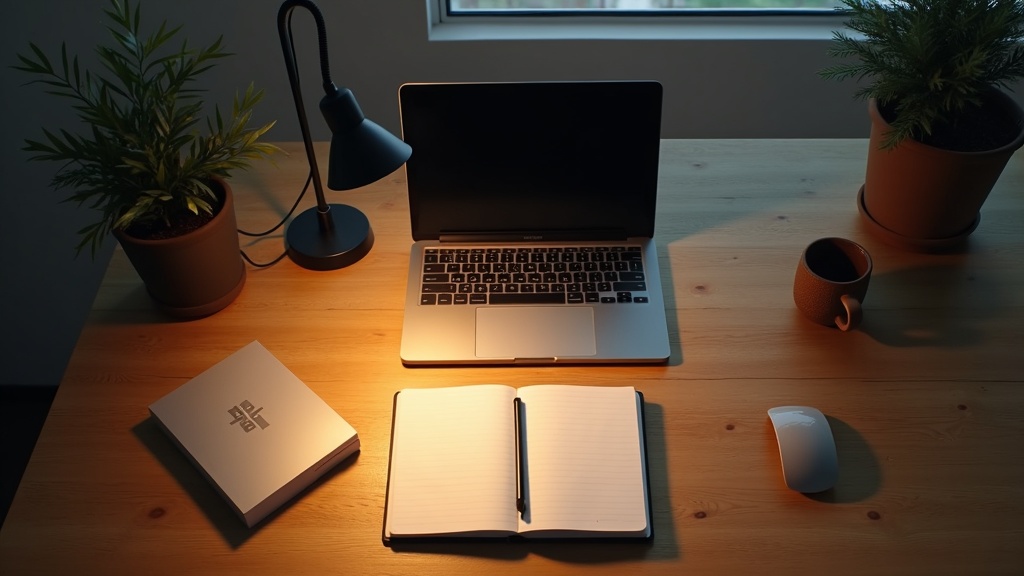 Correct desk lamp position for computer work