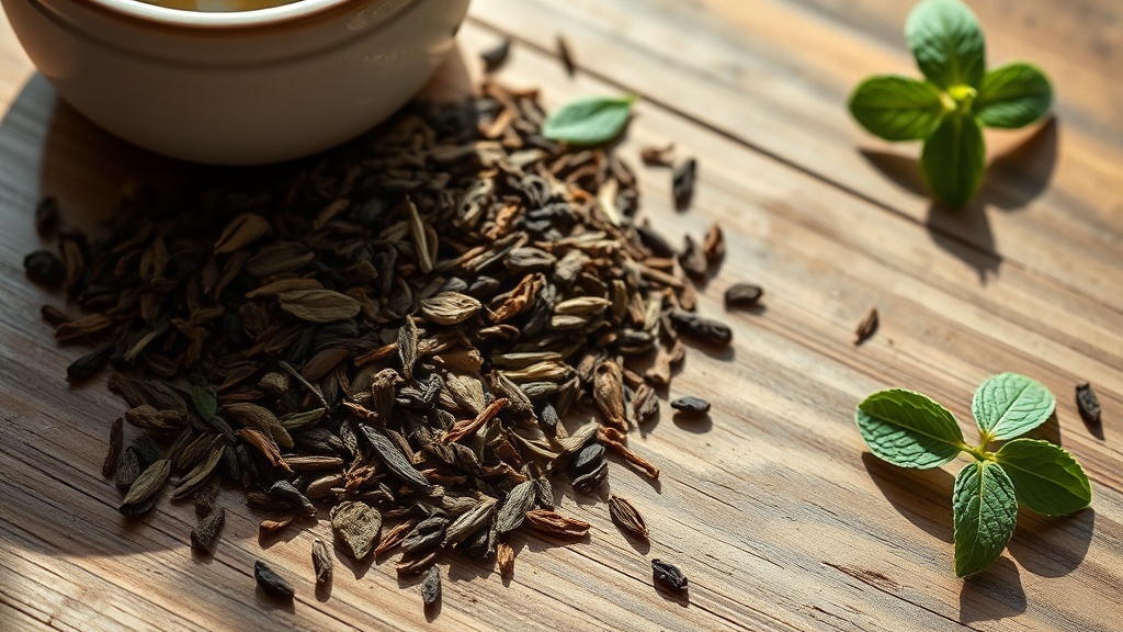 Feuilles de menthe séchées et plantes digestives pour infusion contre la constipation