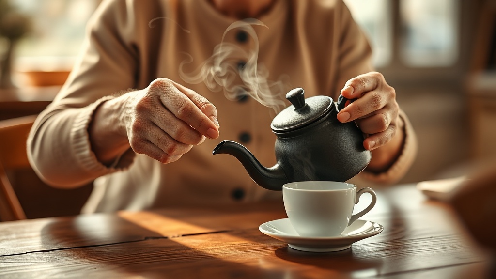 Infusion versée dans une tasse blanche pour aider le transit intestinal
