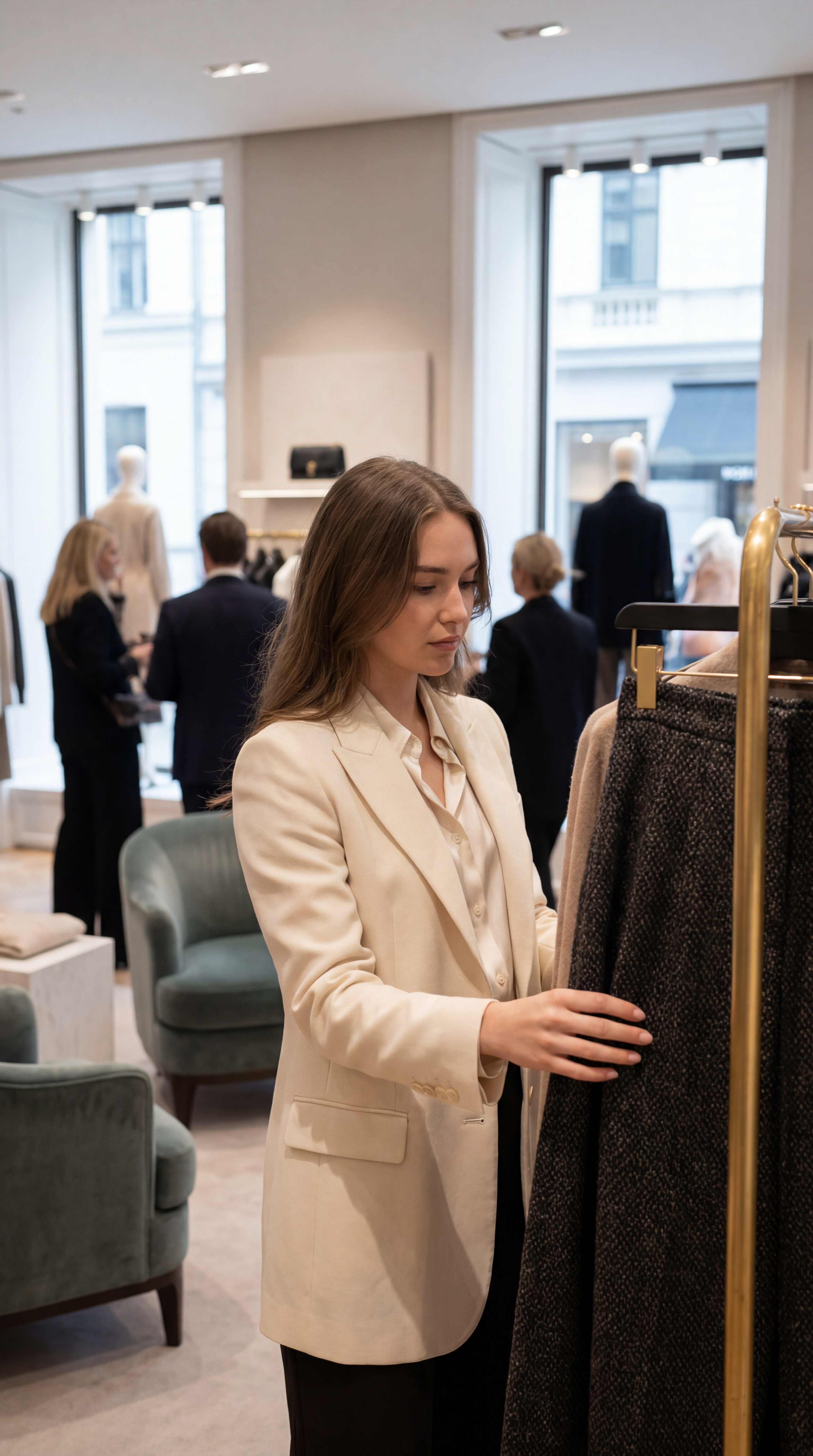 AI-generated luxury fashion boutique shopping