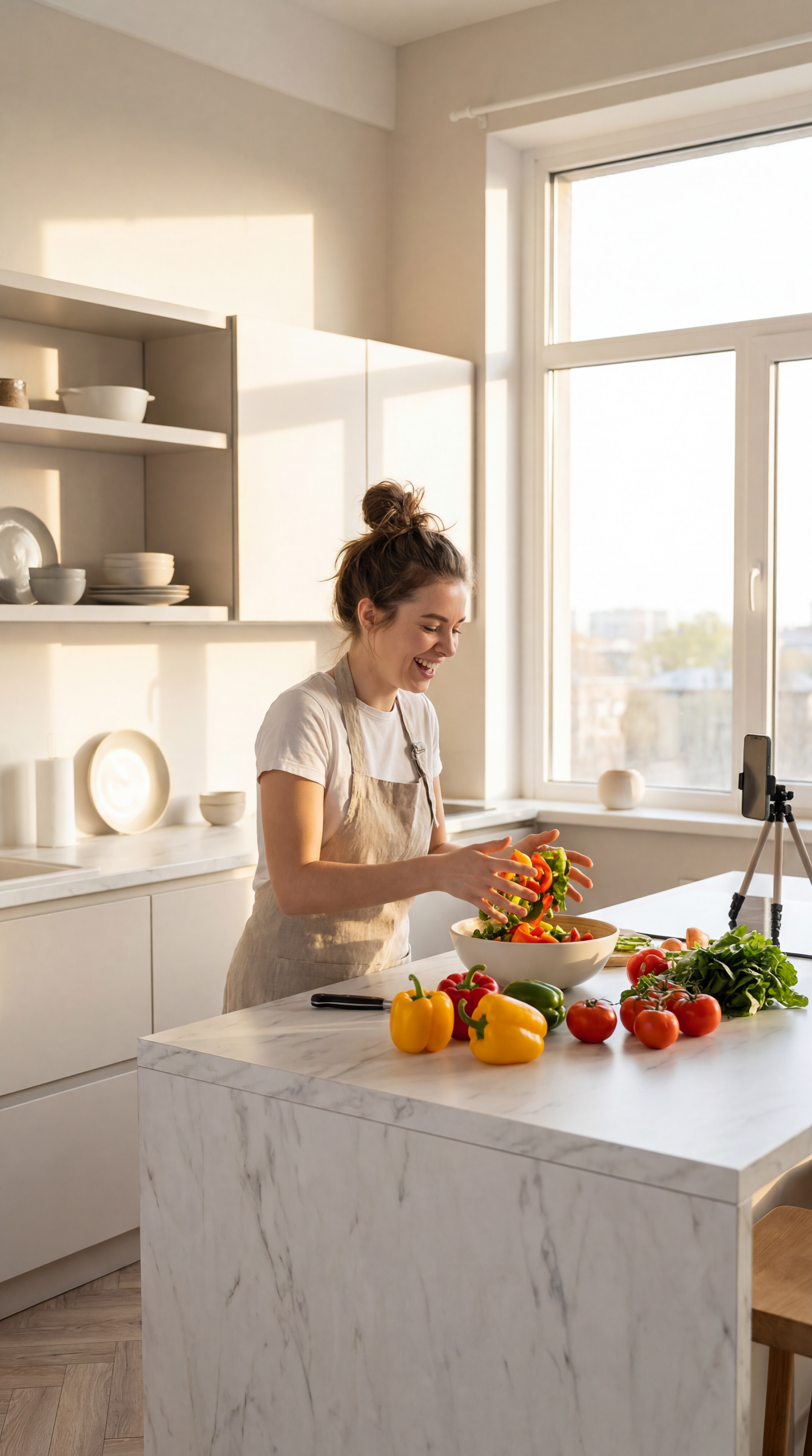 AI-generated cooking lifestyle in a modern kitchen