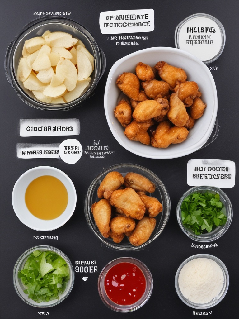 Air fryer chicken wings ingredients laid out on a wooden cutting board
