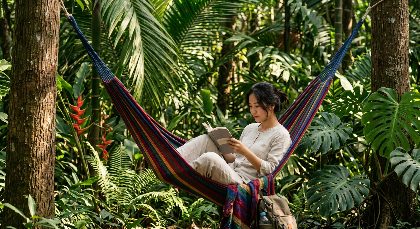 Hammock camping rừng nhiệt đới - đọc sách trên võng camping thư giãn — ProCamping.vn