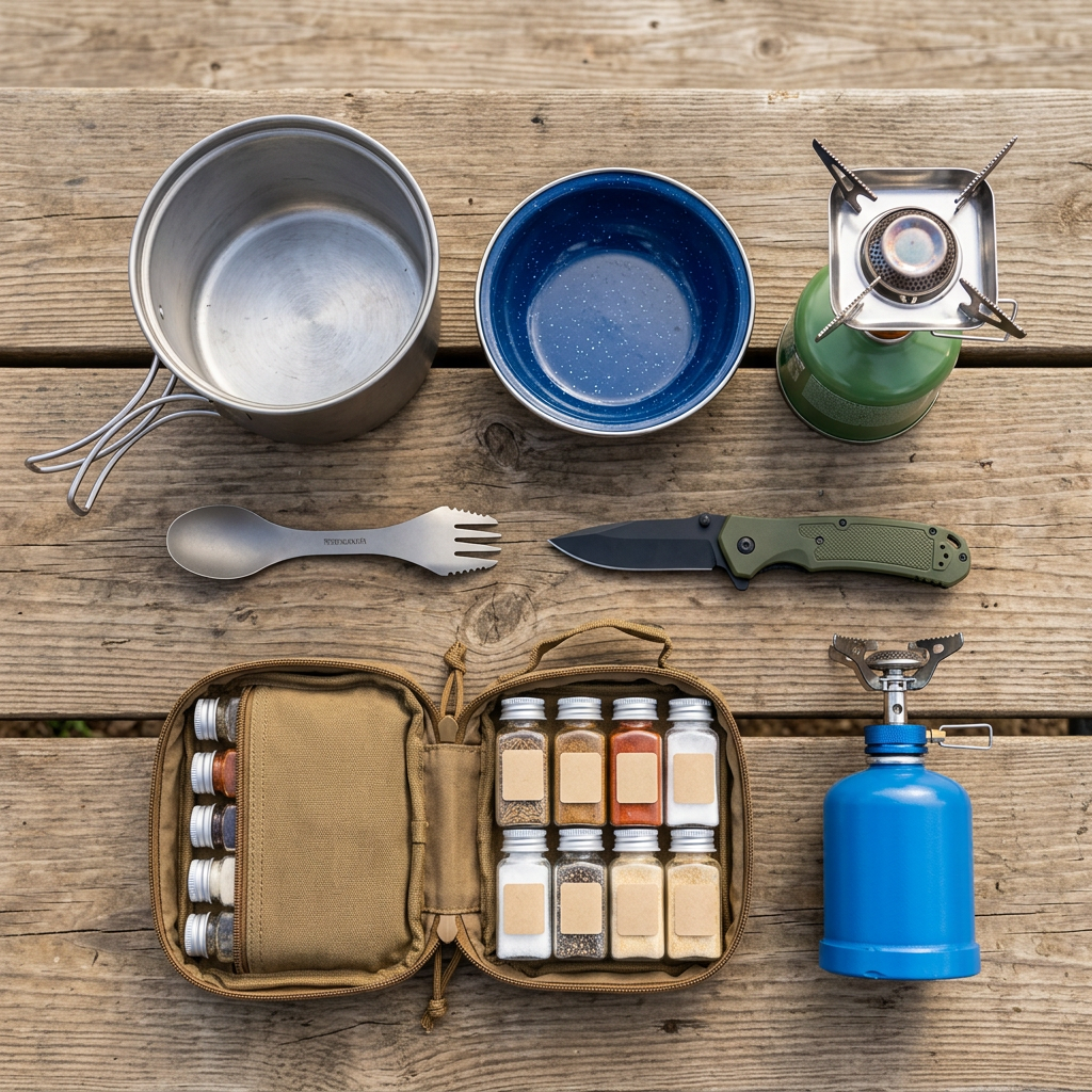 Checklist đồ dùng nấu ăn camping đầy đủ - nồi spork dao bếp gas gia vị — ProCamping.vn