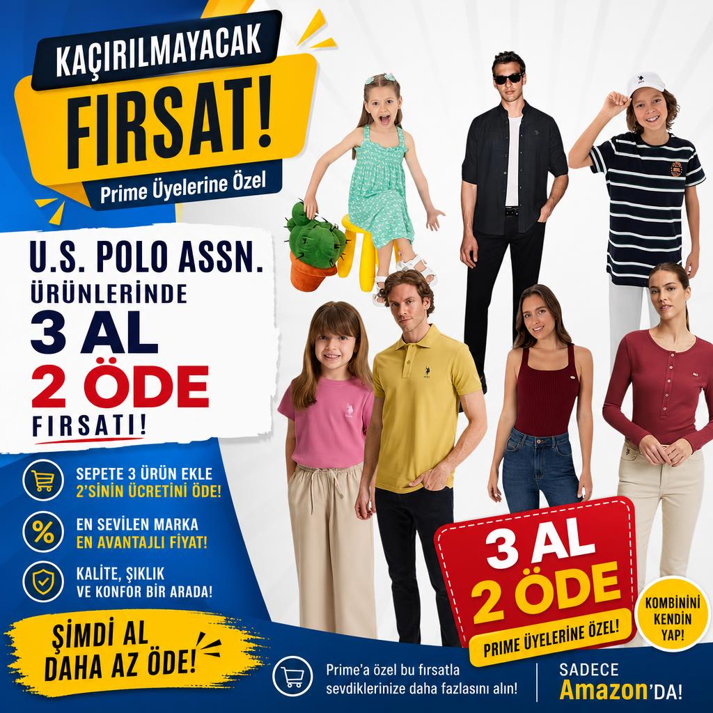 U.S. POLO ASSN. ÜRÜNLERİNDE PRİME ÜYELERİNE 3 AL 2 ÖDE FIRSATI!