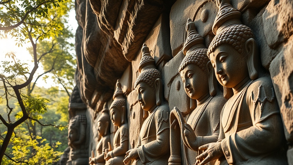 Sculptures rupestres bouddhistes de Feilai Feng au temple de Lingyin, Hangzhou