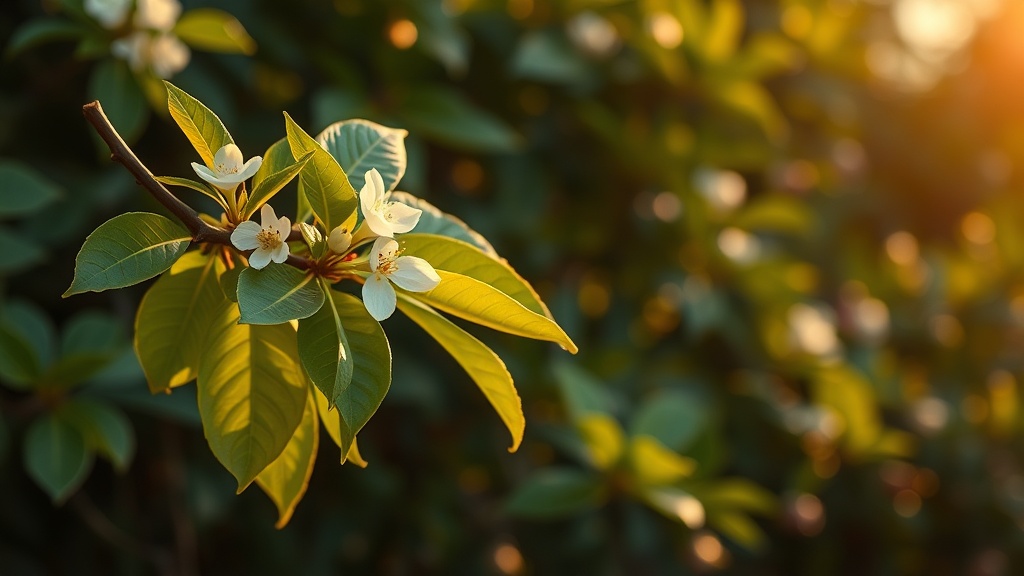 Feuilles et fleurs de Camellia sinensis, la seule plante qui donne le vrai thé