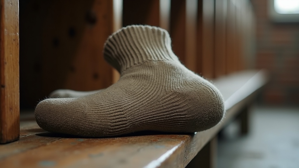 Close-up of moisture wicking work boot sock texture