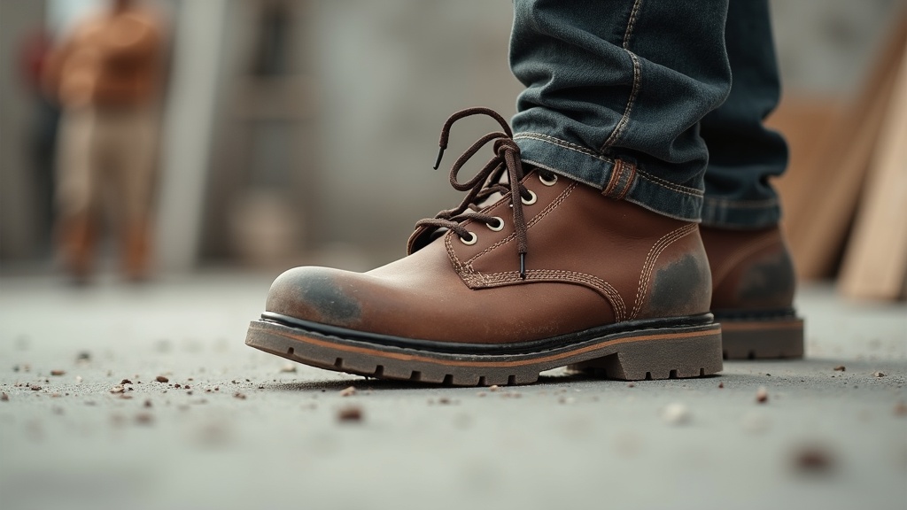 Moisture wicking socks for work boots on a jobsite