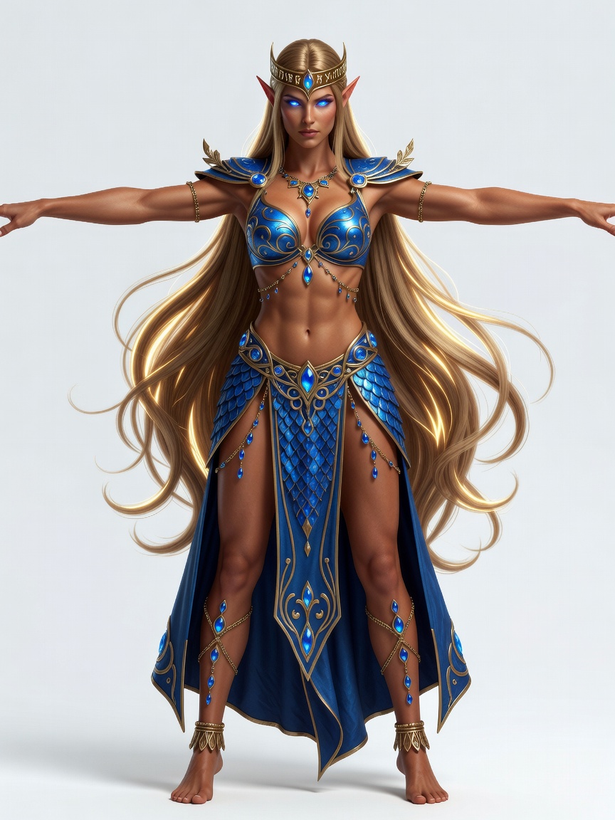 Elven Sorceress - T-Pose Concept (3 / 4)