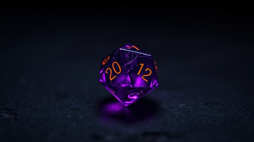 Un d20 en résine à arêtes vives aux chiffres profondément encrés.