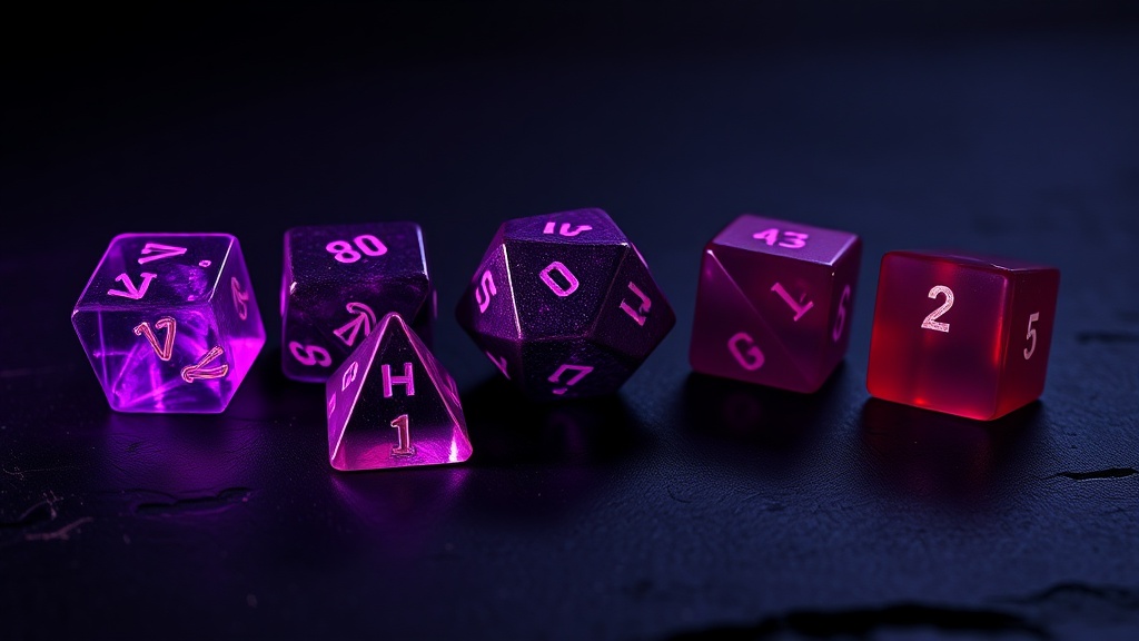 A complete 7-piece polyhedral set: D20, D12, two D10, D8, D6, D4.