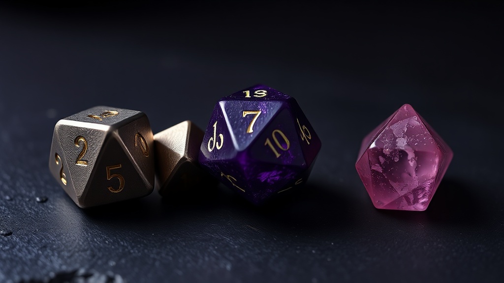 Dados de metal, resina y piedras preciosas: tres sensaciones muy distintas.