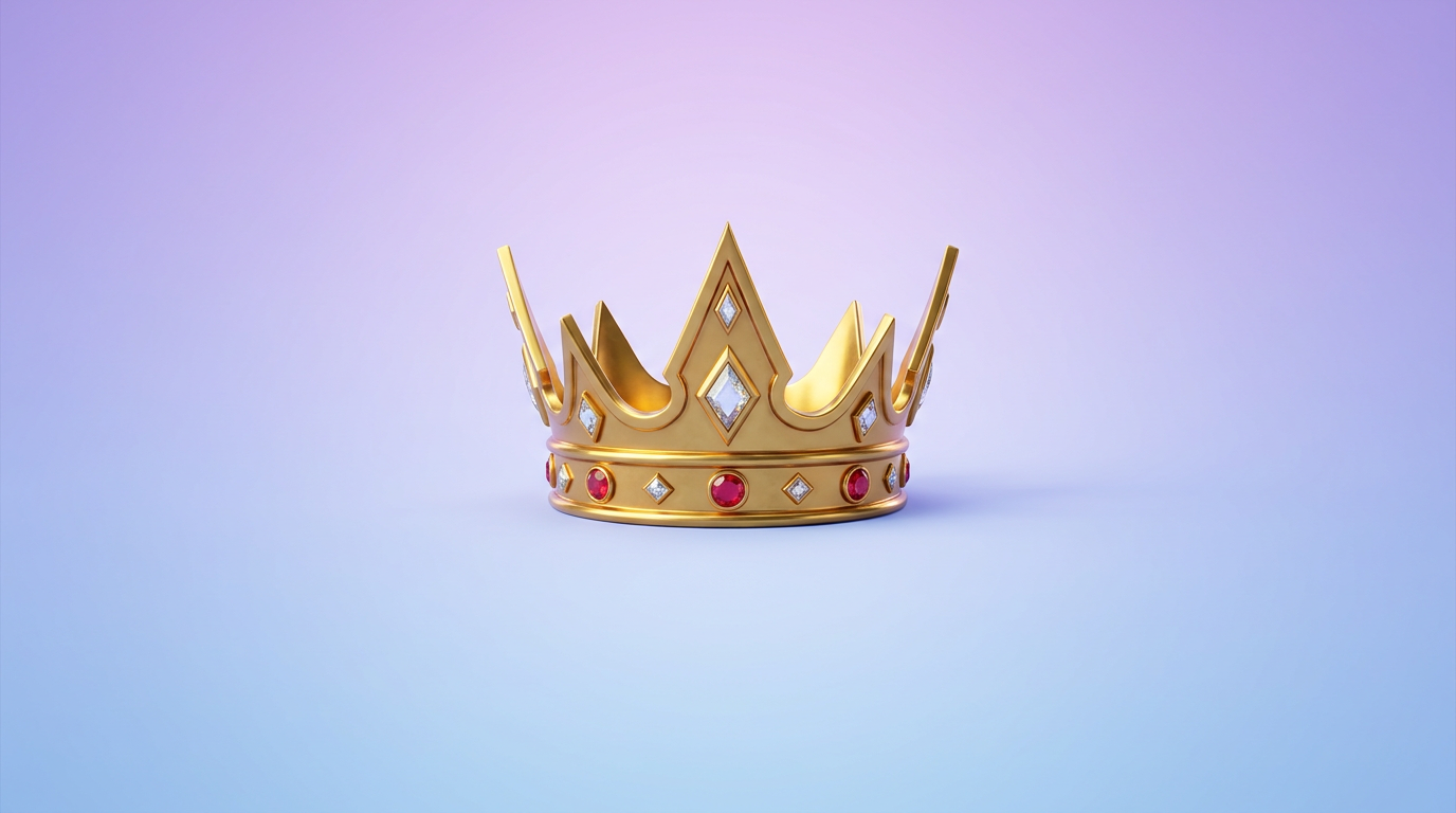 Minimalist Fortnite thumbnail featuring a clean, isolated 3D model of the Victory Royale crown perfectly centered on a smooth, pastel purple-to-blue gradient background. Zero clutter, elegant, sleek typography space., clean minimalist design, flat design, sleek, monochrome palette, modern, simple geometric shapes, negative space, highly detailed Fortnite visual style, UEFN 3D render, vibrant dramatic lighting, cinematic game asset, Unreal Engine quality