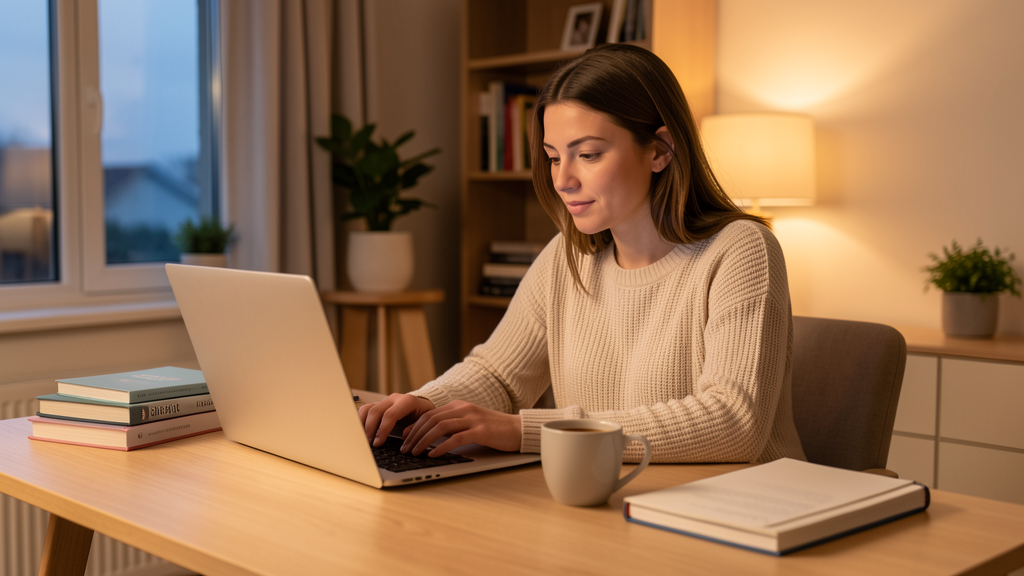 Docente estudiando online desde su casa