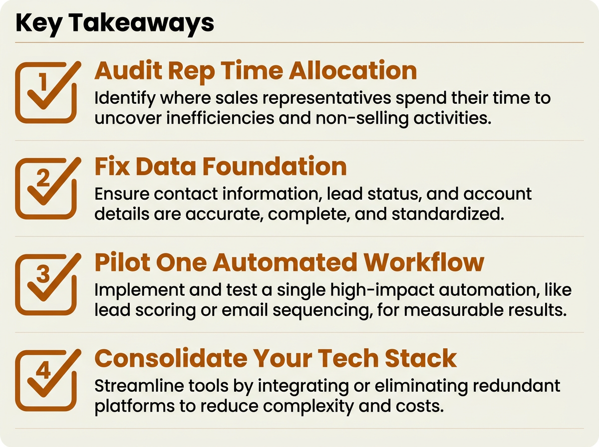 B2B sales productivity checklist infographic with four action items