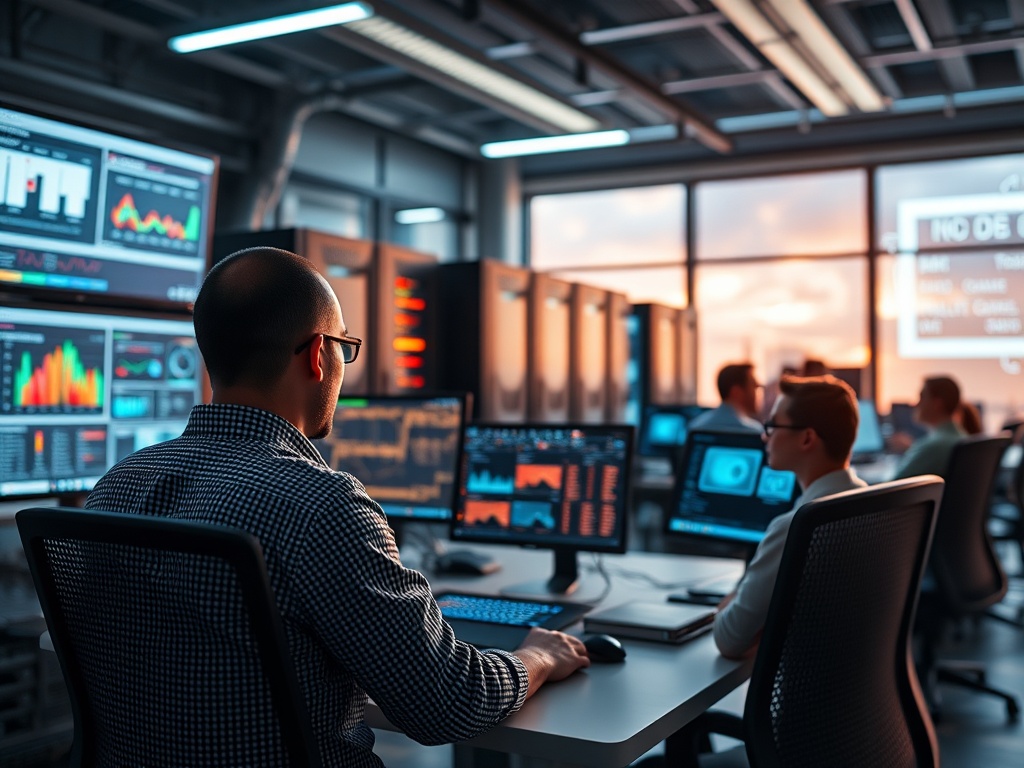 Illustration of business professionals analyzing data emphasizing human labor costs over software in AI stack integration