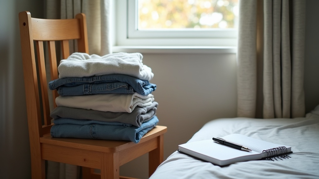 Editing belongings in a small bedroom before adding storage