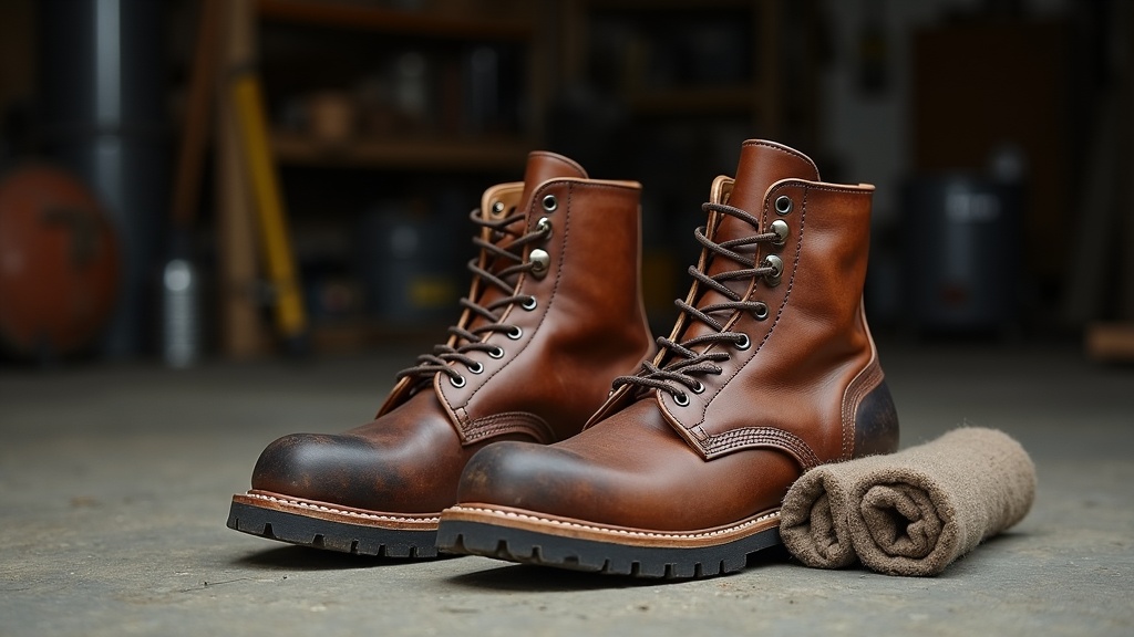 Work boots with cedar inserts and fresh merino wool socks ready for the next shift