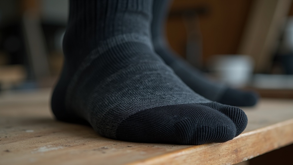 Close-up of reinforced heel zone on a compression sock
