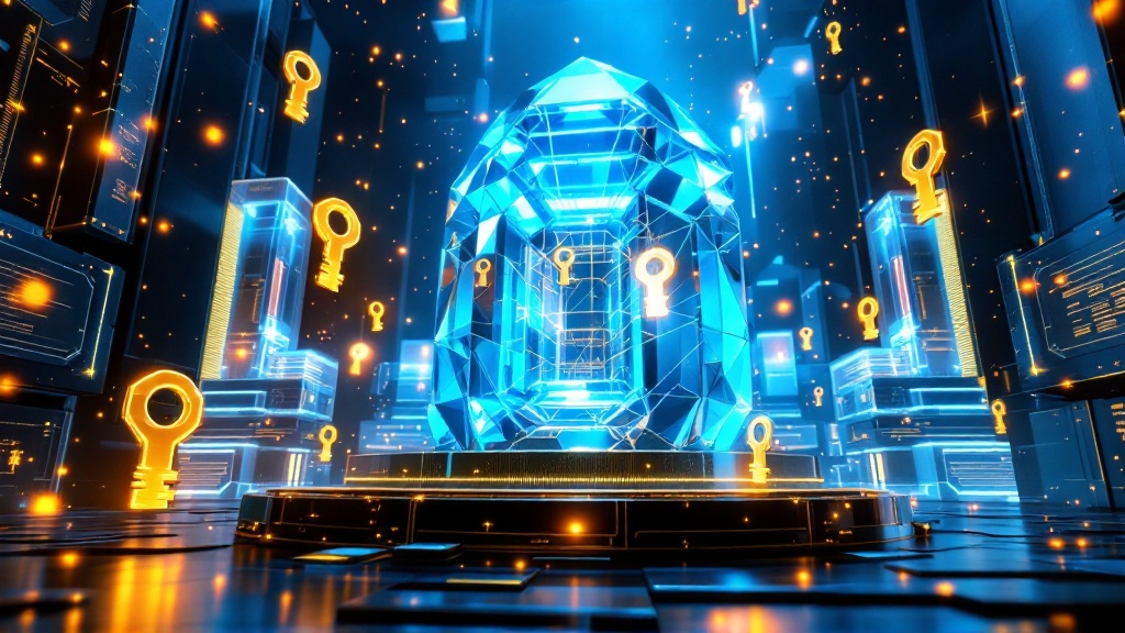 Digital lock and key representing secure storage of personal encryption keys in cybersecurity
